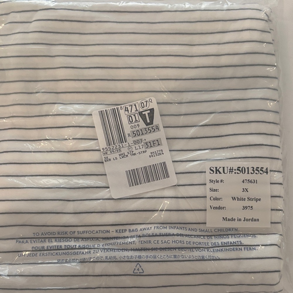 Lands' End Shaped Fit for Striped Long Sleeve Turtleneck - White & Black, 3X NWT - Picture 5 of 5